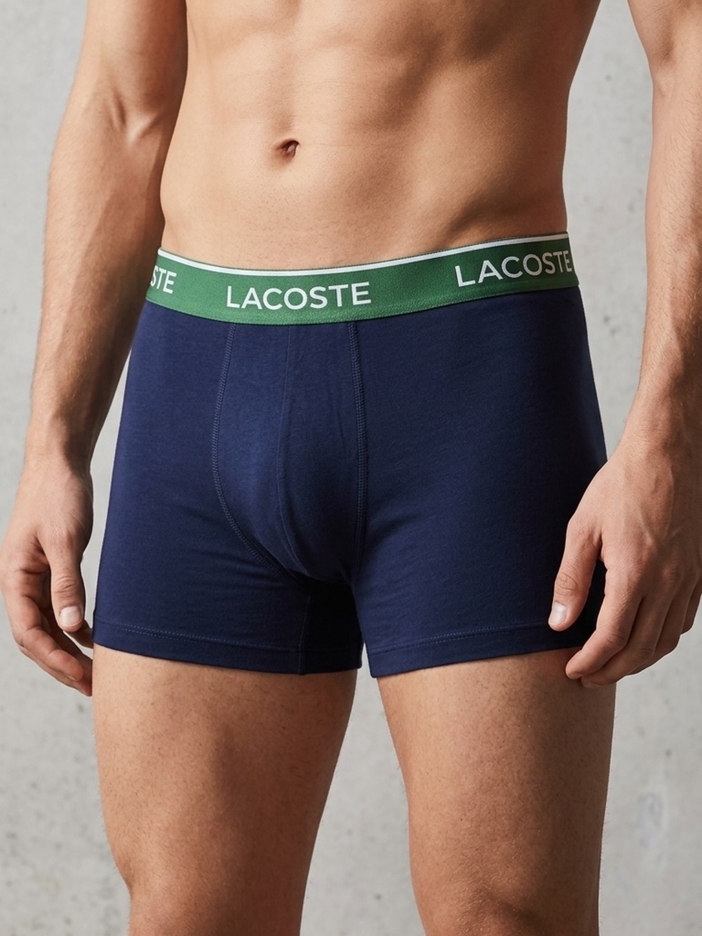 Lacoste Navy Boxer Briefs with Green Branded Waistband
